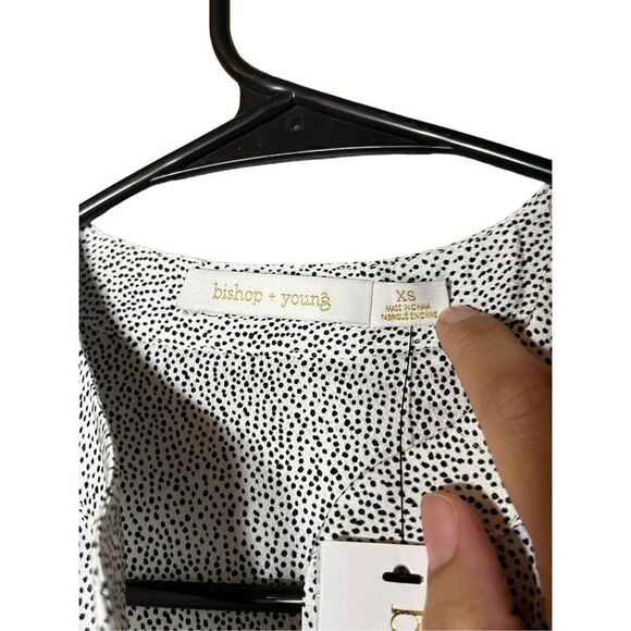 Bishop & Young Women’s Tunic Top Printed Satin Pullover White Micro Dot XS NWT‎ - Picture 7 of 10